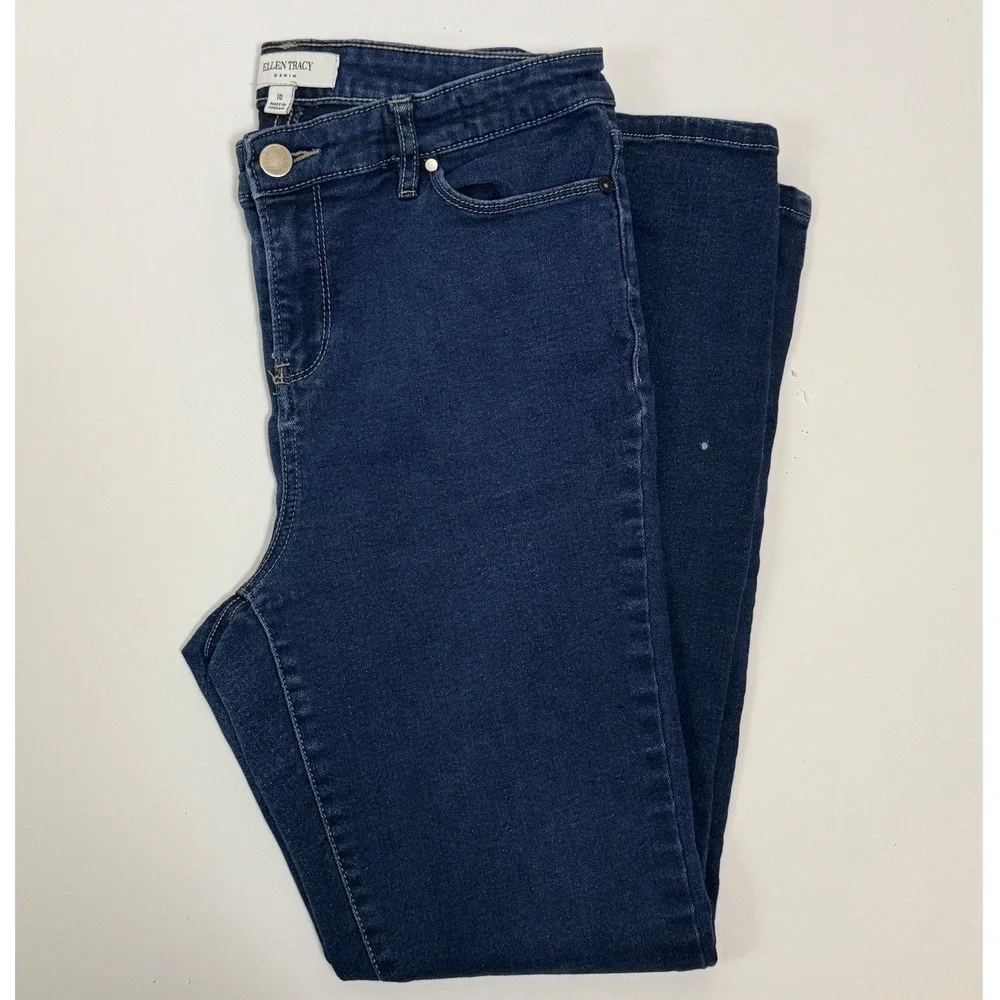 Ellen‎ Tracy Refined Mid Rise Skinny Jeans Dark Wash Size 10 - Picture 4 of 7
